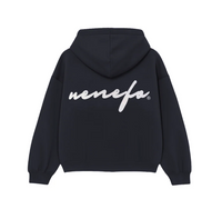 Zip Hoodie Cursive Negra (Boxy Fit)