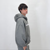 Zip Hoodie Cursive Gris (Boxy Fit)