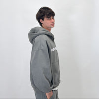 Zip Hoodie Cursive Gris (Boxy Fit)