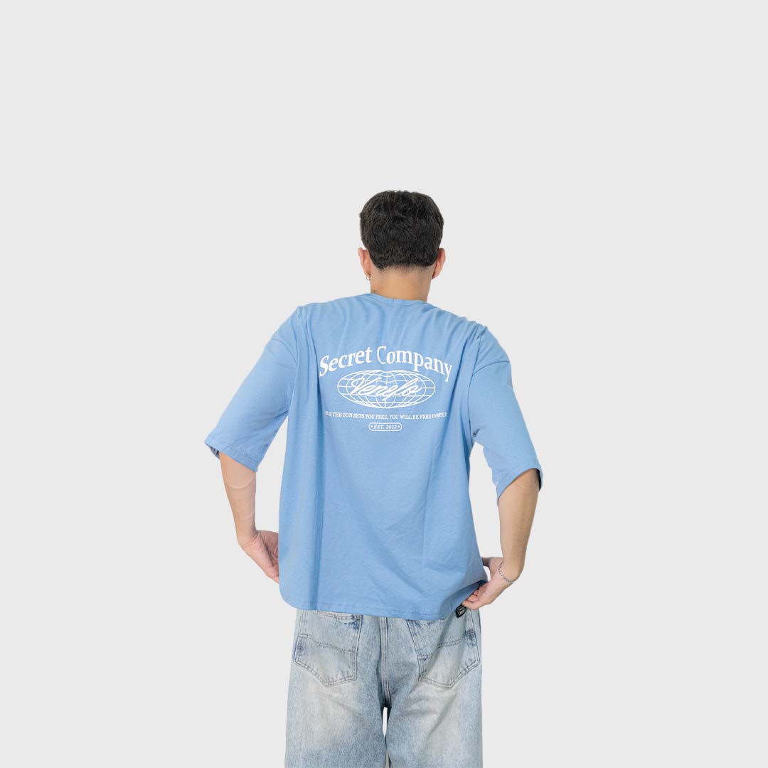 Remera Secret (Oversize) (Celeste)