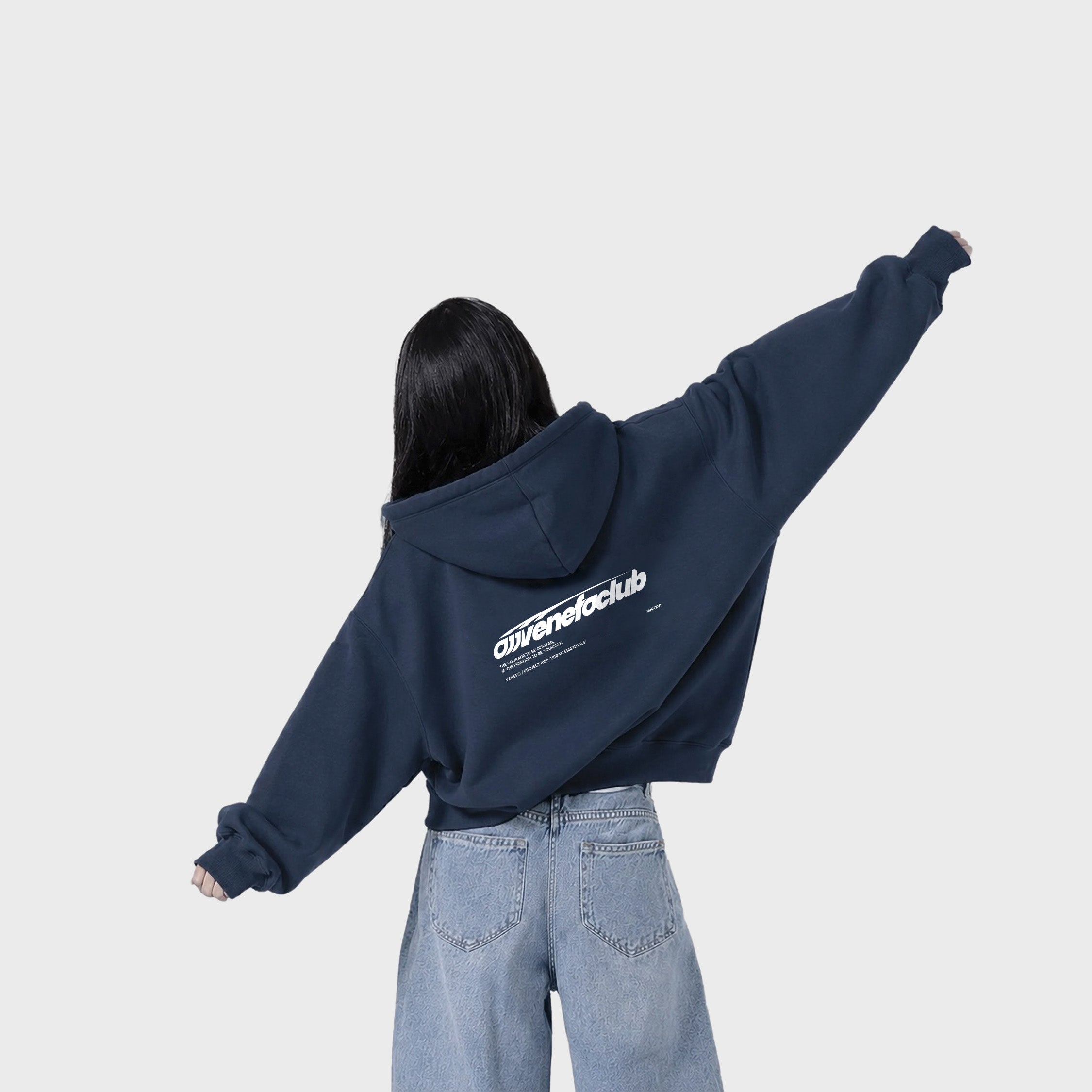 Zip Hoodie Club (Azul Marino)