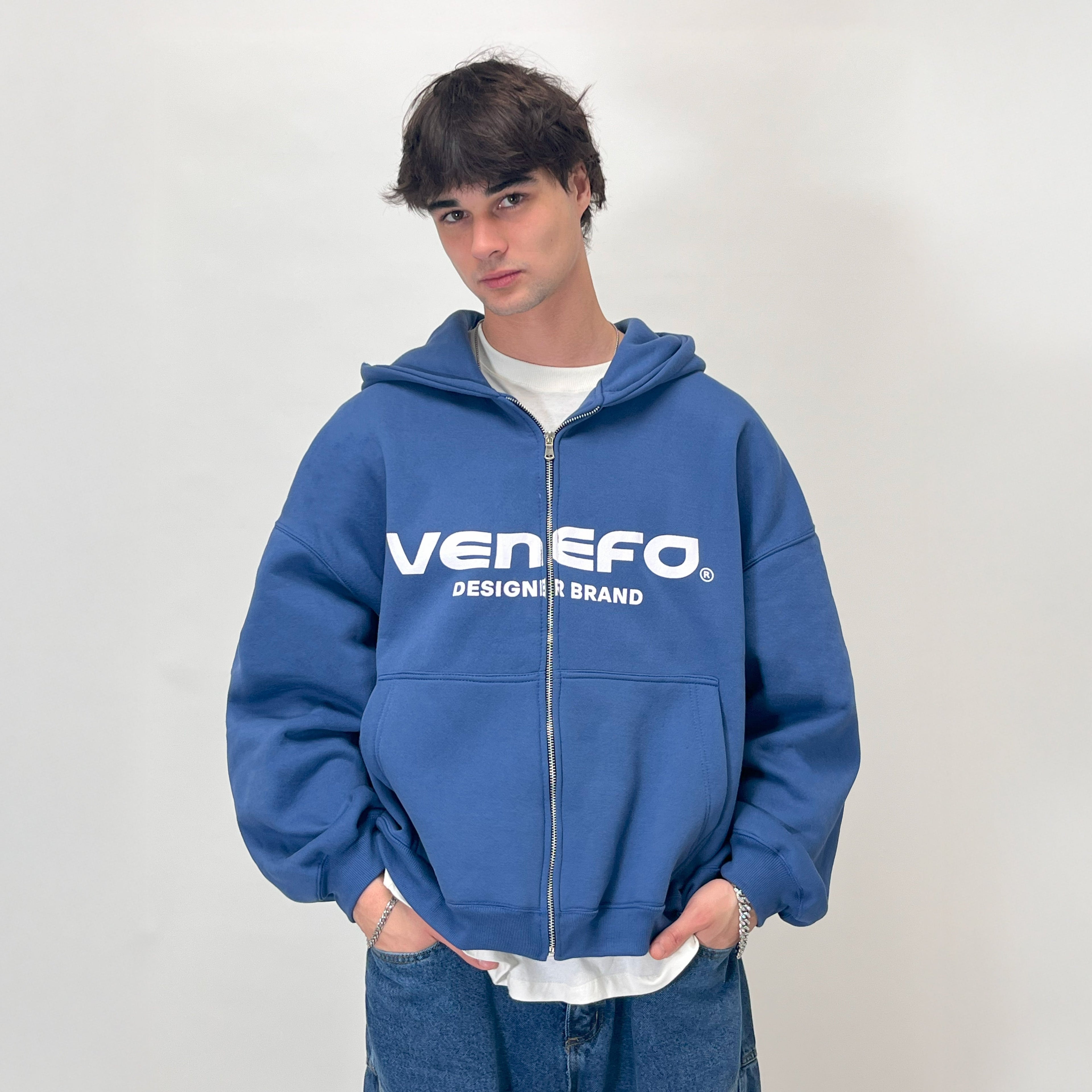 Zip Hoodie Venefo Azul (Boxy Fit)