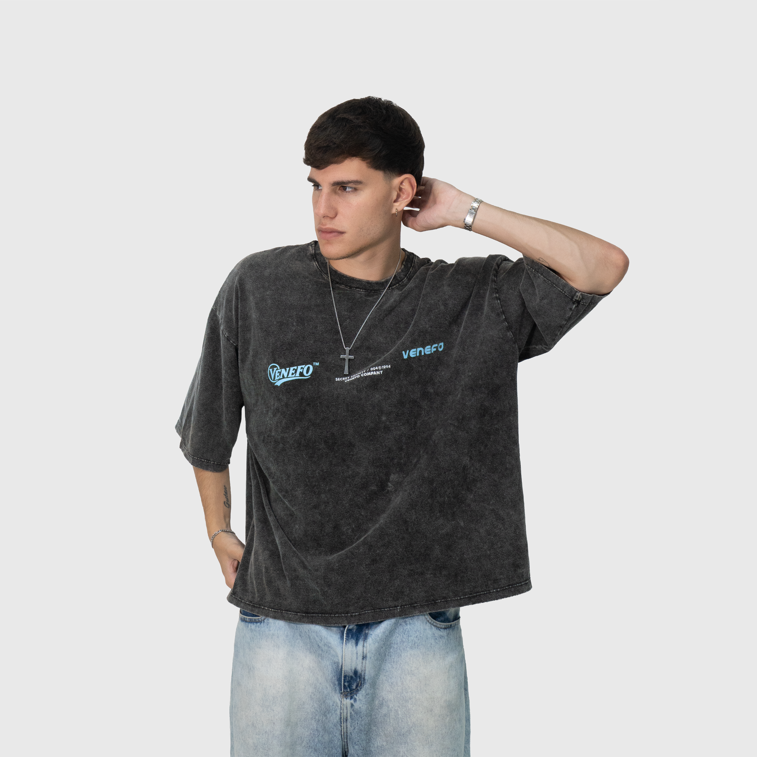Remera VENEFO Acid Washed (Celeste)