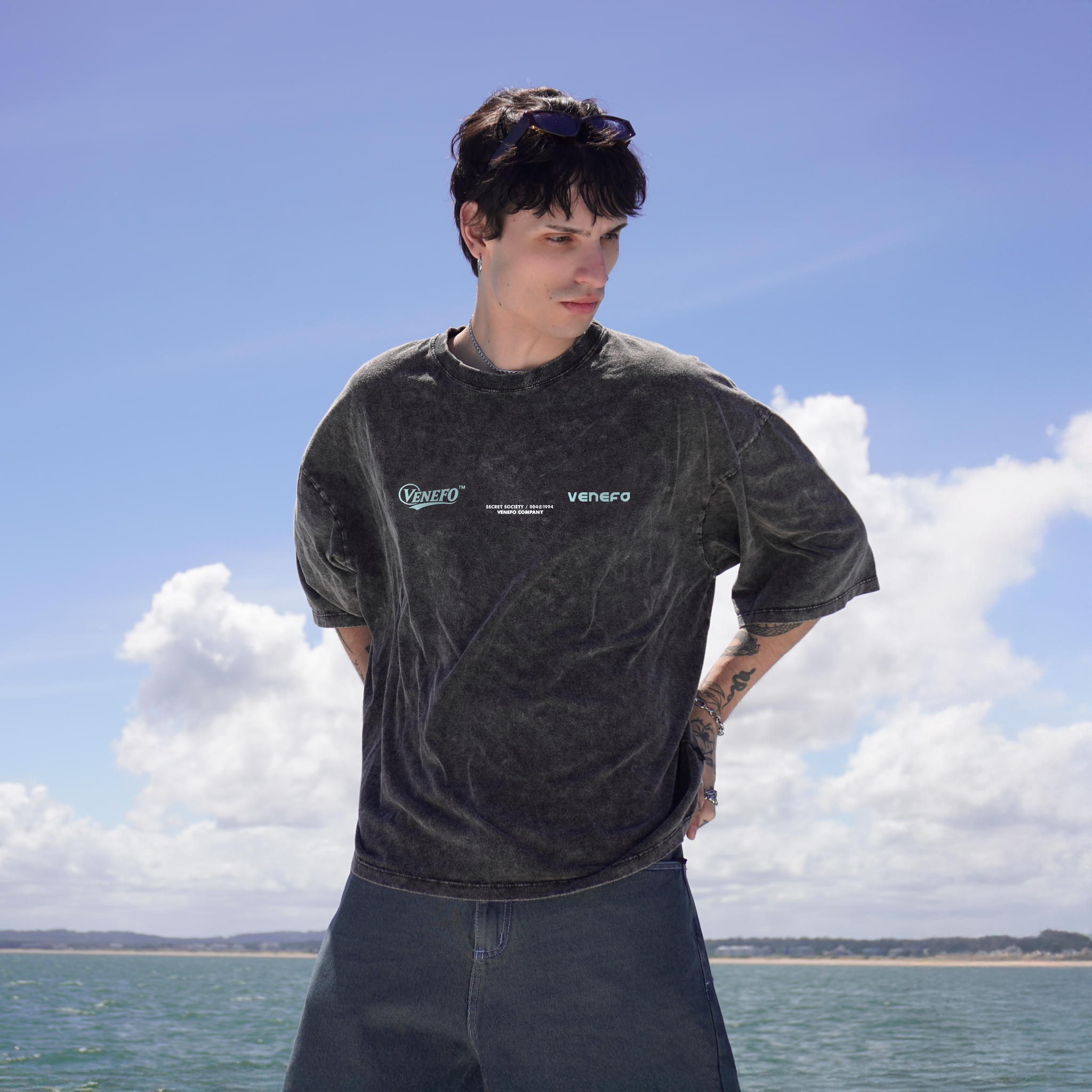 Remera VENEFO Acid Washed (Celeste)