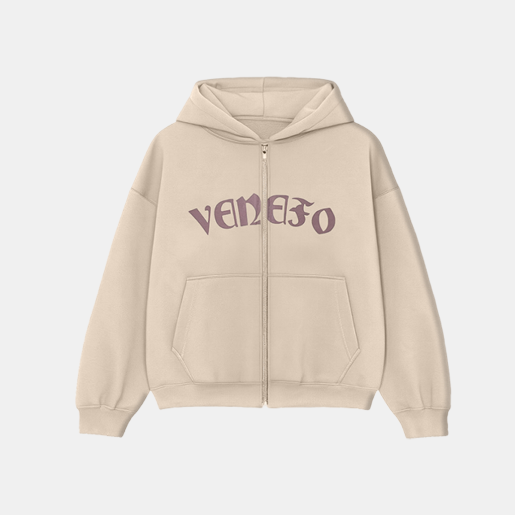 Zip Hoodie Gotik Beige (Boxy Fit)