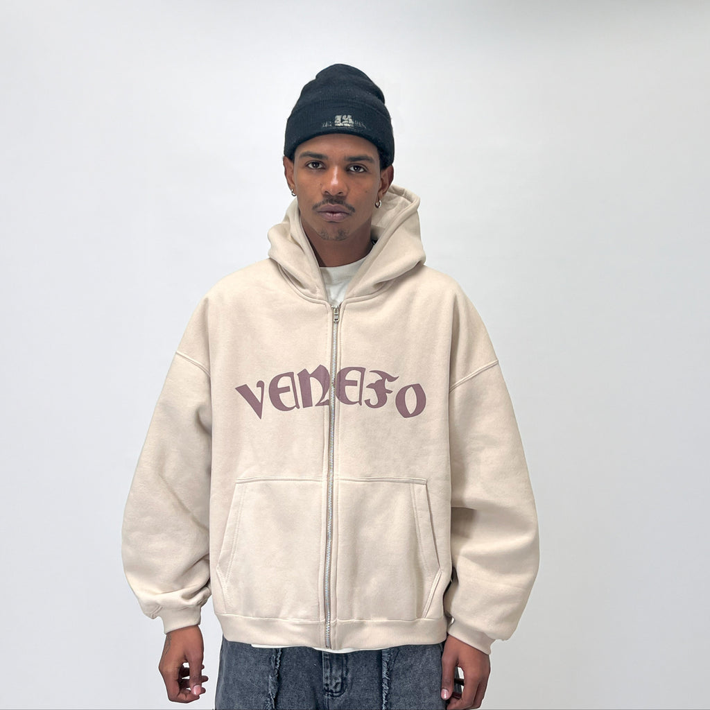 Zip Hoodie Gotik Beige (Boxy Fit)