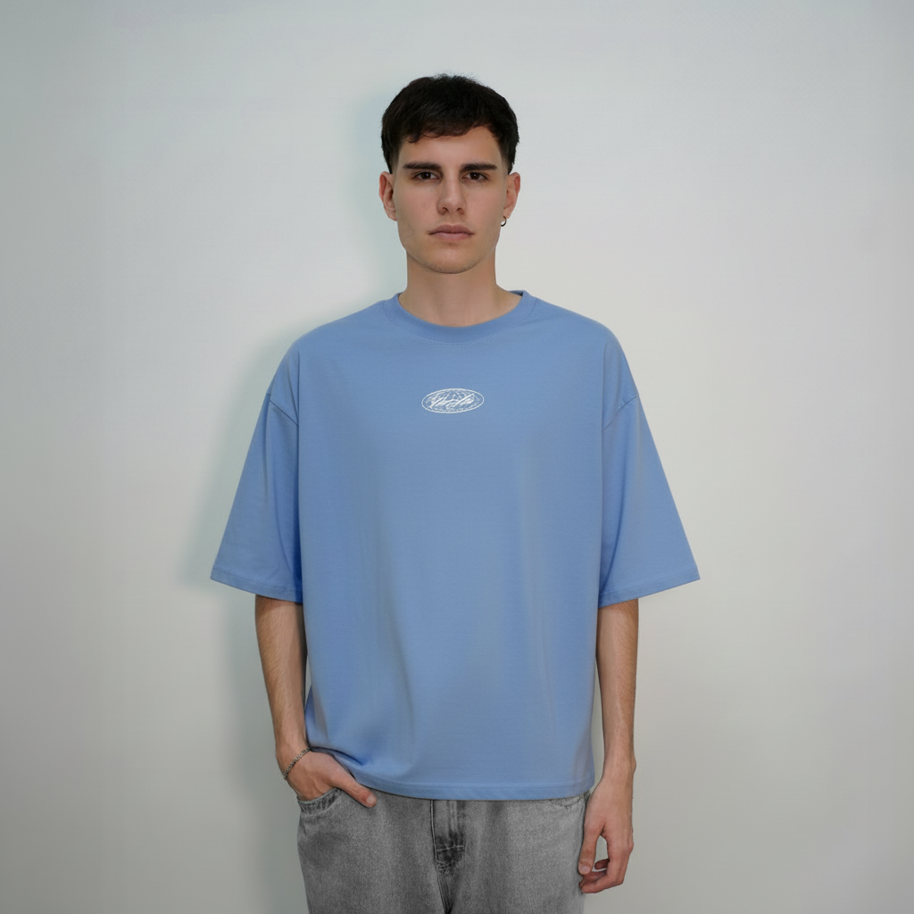 Remera Secret (Oversize) (Celeste)