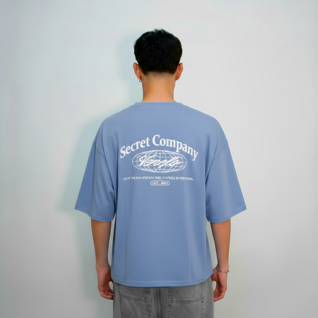 Remera Secret (Oversize) (Celeste)
